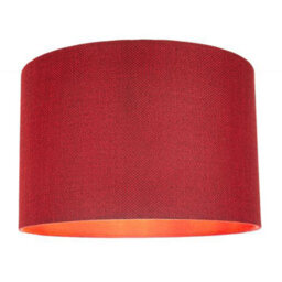 Happy Homewares Contemporary And Sleek Red Plain Natural Linen Fabric Drum Lamp Shade 60W Max - thumbnail 3