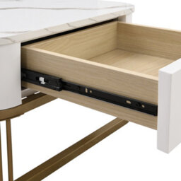 Abrihome Nestable High-Gloss Marble Coffee Table Set With Gold Accents & Drawer, 2-Piece - thumbnail 6
