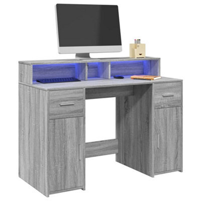 Walplus Desk With Led Lights Grey Sonoma 120X55X91 Cm Engineered Wood - image 1