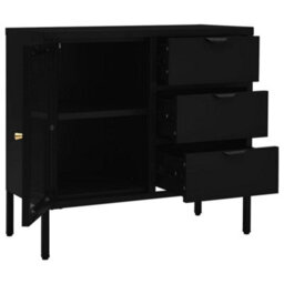 Vidaxl Sideboard Black 75X35X70 Cm Steel And Tempered Glass - thumbnail 6