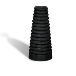 Solid Wood Table Lamp With Fabric Shade Brush Black Finish Ribbed Cone Base For Living Room Or Bedroom - thumbnail 4
