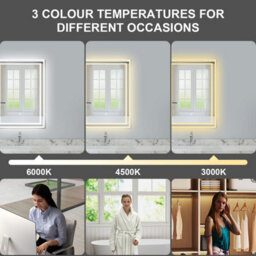 Probaty Bathrooms Illuminated Mirror 3 Colors Led With Anti-Fog,rectangular Backlit Touch Switch Vanity Wall Mirror 500X700mm - thumbnail 2