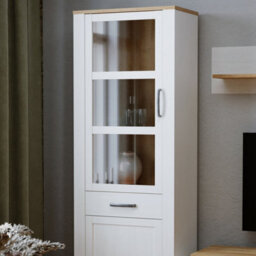 Furniture To Go Bohol 2 Door 1 Drawer Narrow Display Cabinet In Riviera Oak/white - thumbnail 9