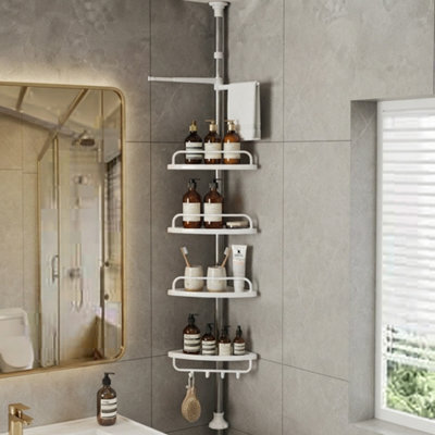 Title: 4 Tier Telescopic Bathroom Corner Shower Shelf Rack - image 1