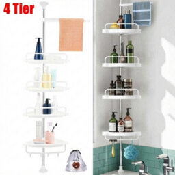 Title: 4 Tier Telescopic Bathroom Corner Shower Shelf Rack - thumbnail 4