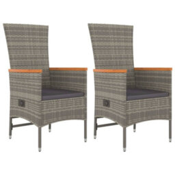 Walplus 3 Piece Garden Dining Set Grey Poly Rattan&solid Wood Acacia - thumbnail 4