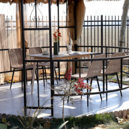 Nordlys Set Of 4 Metal And Fiber Dining Chairs Exotic Boho Dining Room - thumbnail 7