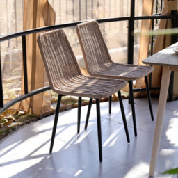 Nordlys Set Of 4 Metal And Fiber Dining Chairs Exotic Boho Dining Room - thumbnail 3