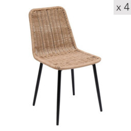 Nordlys Set Of 4 Metal And Fiber Dining Chairs Exotic Boho Dining Room - thumbnail 1