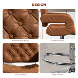 Wyld Haus Seluri Brown Faux Leather Adjustable Swivel Bar Stool H8 With Back And Arms - thumbnail 7