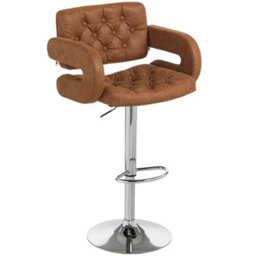 Wyld Haus Seluri Brown Faux Leather Adjustable Swivel Bar Stool H8 With Back And Arms