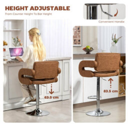 Wyld Haus Seluri Brown Faux Leather Adjustable Swivel Bar Stool H8 With Back And Arms - thumbnail 4