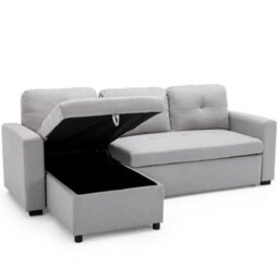 More4Homes Newport Fabric Corner Large 3 Seater Sofa Bed With Storage Left Or Right Side (Light Grey) - thumbnail 4