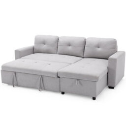 More4Homes Newport Fabric Corner Large 3 Seater Sofa Bed With Storage Left Or Right Side (Light Grey) - thumbnail 3