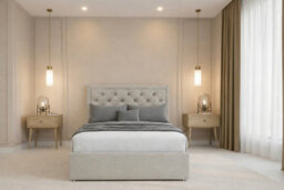 "Nexus Tuscany Cream Plush Divan Bed Base No Drawers With 26"" Strutted Headboard 3' Single" - thumbnail 2
