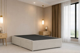 "Nexus Tuscany Cream Plush Divan Bed Base No Drawers With 26"" Strutted Headboard 3' Single" - thumbnail 3