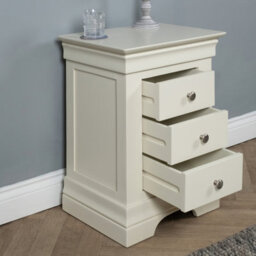 Elm Home And Products Elm Home And Garden Painted Off White Cream Wood 3 Drawer Bedside Table Night Stand Fully Assembled - thumbnail 3