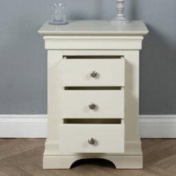 Elm Home And Products Elm Home And Garden Painted Off White Cream Wood 3 Drawer Bedside Table Night Stand Fully Assembled - thumbnail 4