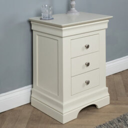 Elm Home And Products Elm Home And Garden Painted Off White Cream Wood 3 Drawer Bedside Table Night Stand Fully Assembled - thumbnail 1