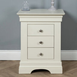 Elm Home And Products Elm Home And Garden Painted Off White Cream Wood 3 Drawer Bedside Table Night Stand Fully Assembled - thumbnail 2