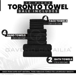 Gaveno Cavailia 10 Piece Toronto Towel Bale Set Black Premier Super Soft And Quick Obsorbent Bath Towel - thumbnail 2
