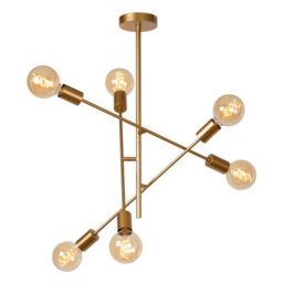 Lucide Lester - Flush Ceiling Light - 6Xe27 - Matt Gold / Brass - thumbnail 7
