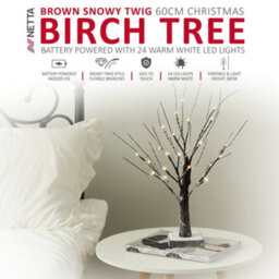 Netta 2Ft Twig Birch Tree With Pre-Lit With 24 Warm White Leds - Battery Powered - Brown - thumbnail 2