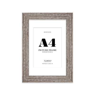 A4 Walnut Ornate Picture Frame (29.7 X 21Cm) With Mount For A5 Poster, Photo, Artwork, Gallery Wall Or Print - image 1