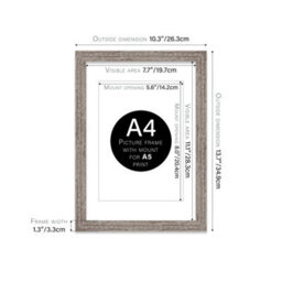 A4 Walnut Ornate Picture Frame (29.7 X 21Cm) With Mount For A5 Poster, Photo, Artwork, Gallery Wall Or Print - thumbnail 2