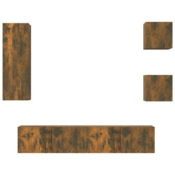 Berkfield 5 Piece Tv Cabinet Set Smoked Oak Engineered Wood - thumbnail 2