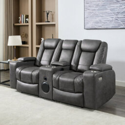 More4Homes Ashton 2 Seater Fabric Auto Recliner Sofa With Concole Grey - thumbnail 1