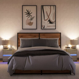 Berkfield Bedside Cabinets With Led Lights 2 Pcs Sonoma Oak Engineered Wood - thumbnail 5