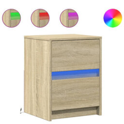 Berkfield Bedside Cabinets With Led Lights 2 Pcs Sonoma Oak Engineered Wood - thumbnail 2