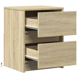 Berkfield Bedside Cabinets With Led Lights 2 Pcs Sonoma Oak Engineered Wood - thumbnail 9