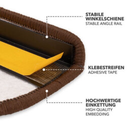 Floordirekt Alto Self Adhesive Edged Carpet Stair Tread Mat For Indoor Stairs Semicircular Brown 23.5 X 65 Cm