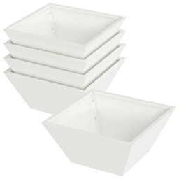 Berkfield Garden Bowl Planters 5 Pcs White 35X35X15 Cm Steel - thumbnail 2