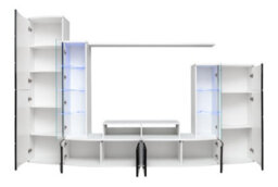 Arte Leave Entertainment Unit: Sleek Black Gloss & White Matt Tv Stand With Led - W2000mm X H1900mm X D500mm - thumbnail 2