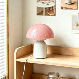 Mood Lamp Controlled Mushroom Table Lamp Dimmable Led, Bedside Night Light, Sustainable Recycled Modern Patio Lamp Pink