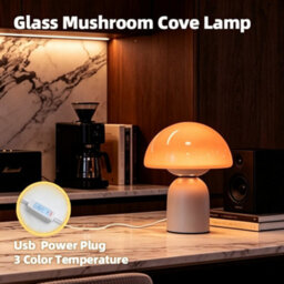 Mood Lamp Controlled Mushroom Table Lamp Dimmable Led, Bedside Night Light, Sustainable Recycled Modern Patio Lamp Pink - thumbnail 4