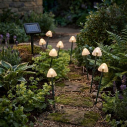 Star Supplies Solar Mushroom Pathway Lights Warm White Pearl Caps 10 Led 2M Lit Length - thumbnail 4