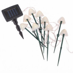 Star Supplies Solar Mushroom Pathway Lights Warm White Pearl Caps 10 Led 2M Lit Length - thumbnail 3