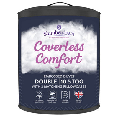 Slumberdown Coverless Comfort Duvet Double 10.5 Tog 2N1 Design Matching Pillowcases Reversible All Year Herringbone Cover Washable - image 1