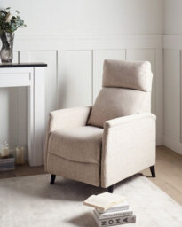 Beliani Recliner Chair Selvik With Footrest Fabric Taupe - thumbnail 2