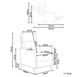 Beliani Recliner Chair Selvik With Footrest Fabric Taupe - thumbnail 3