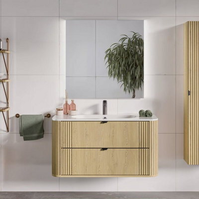 Heze Furniture Ovalia Bathroom Cabinet 100Cm And Basin - Cremona - image 1