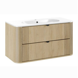 Heze Furniture Ovalia Bathroom Cabinet 100Cm And Basin - Cremona - thumbnail 2