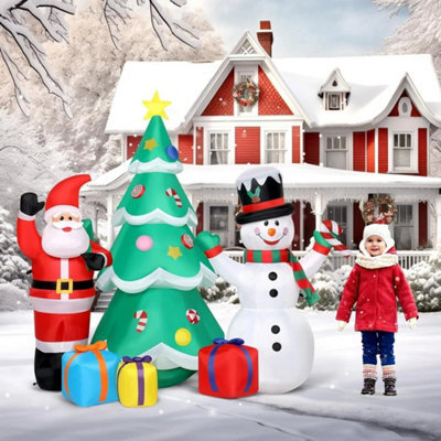 Inflatable Christmas Snowman Santa Claus With Led Light Blow Up Garden Decor - image 1
