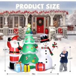 Inflatable Christmas Snowman Santa Claus With Led Light Blow Up Garden Decor - thumbnail 2