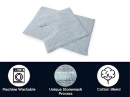 Blue Canyon 2-Piece Cotton Bath & Pedestal Mat Set Soft Highly Absorbent Quick-Dry Elegant Bathroom Rugs Non-Slip Machine Washable - thumbnail 5