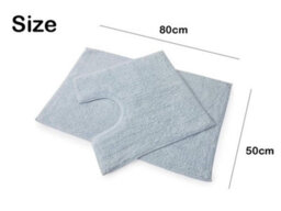 Blue Canyon 2-Piece Cotton Bath & Pedestal Mat Set Soft Highly Absorbent Quick-Dry Elegant Bathroom Rugs Non-Slip Machine Washable - thumbnail 2